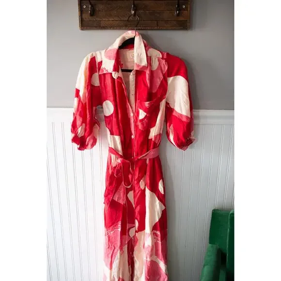 women's cotton or linen dresses Women Vintage Pink Cotton Linen Dresses For Summer Q10065 main image 0